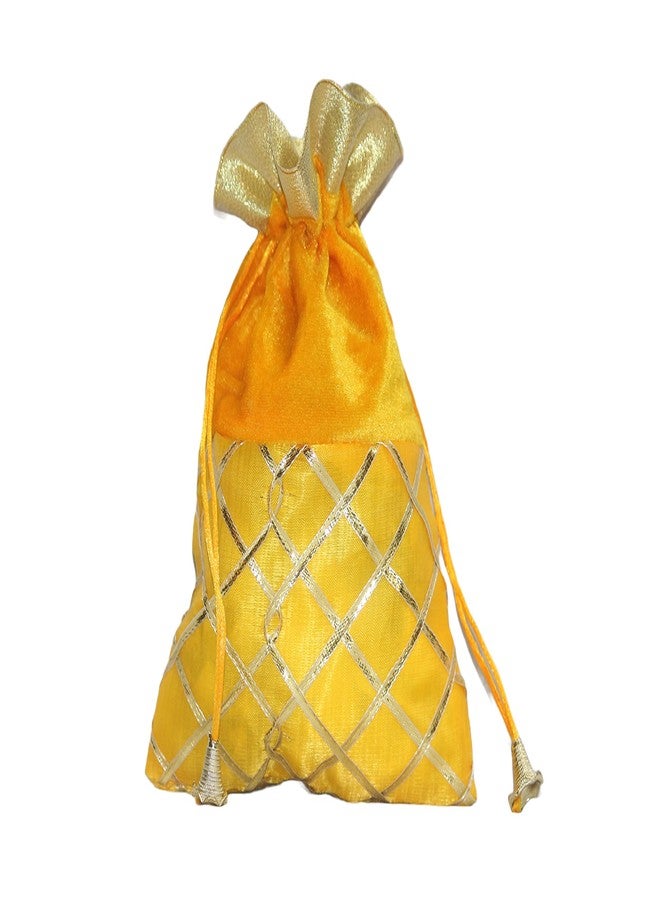 ShopObuddy Velvet Potli Batwa Bag Bridal Purse Women handbag Shagun Pouch Return Gifts (YELLOW COLOR) (6) - Image 3